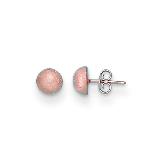 Herco 18K Rose Gold 8mm Textured 1/2 Round Button Earrings