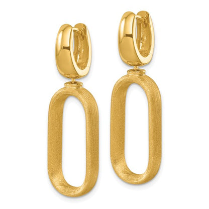 Herco 18K Polished and Brushed Oval Hinged Huggie Hoop Dangle Earrings