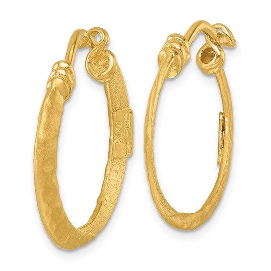 Herco 18K Polished/Satin/Textured Small Solid Round Hoop Earrings