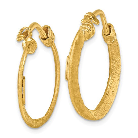 Herco 18K Polished/Satin/Textured Small Solid Round Hoop Earrings