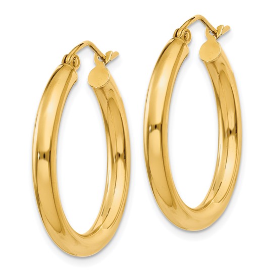 Herco 18K Polished 3x20mm Round Hoop Earrings