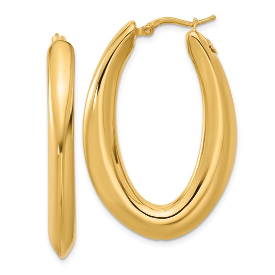 Herco 18K Polished Oval Hoop Earrings