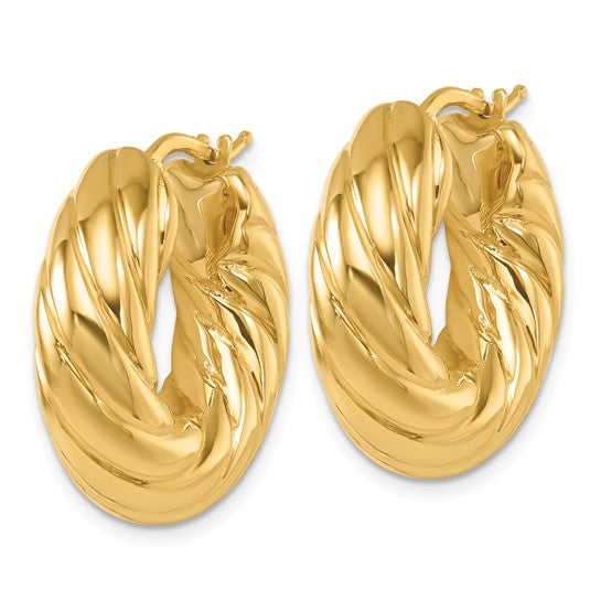 Herco 18K Polished and Twisted Hoop Earrings