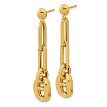 Herco 18K Polished Paperclip and Anchor Link Post Dangle Earrings