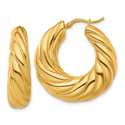 Herco 18K Polished and Twisted Hoop Earrings