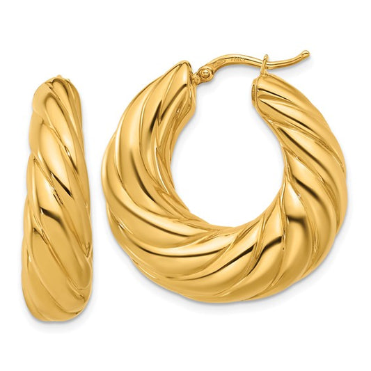 Herco 18K Polished and Twisted Hoop Earrings