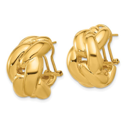 Herco 18K Polished Braided Omega Back Earrings