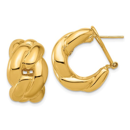 Herco 18K Polished Braided Omega Back Earrings