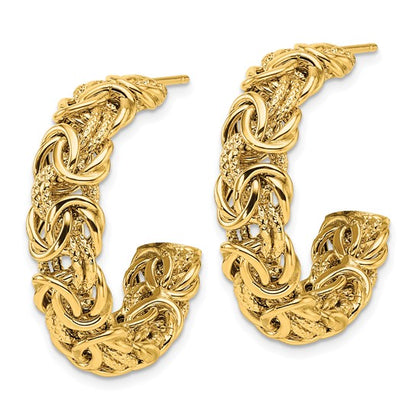 Herco 18K Polished and Textured Byzantine J-Hoop Post Earrings