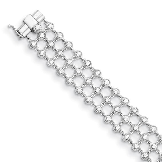 Herco 18K White Gold Diamond 3 Row 7.25 inch Bracelet