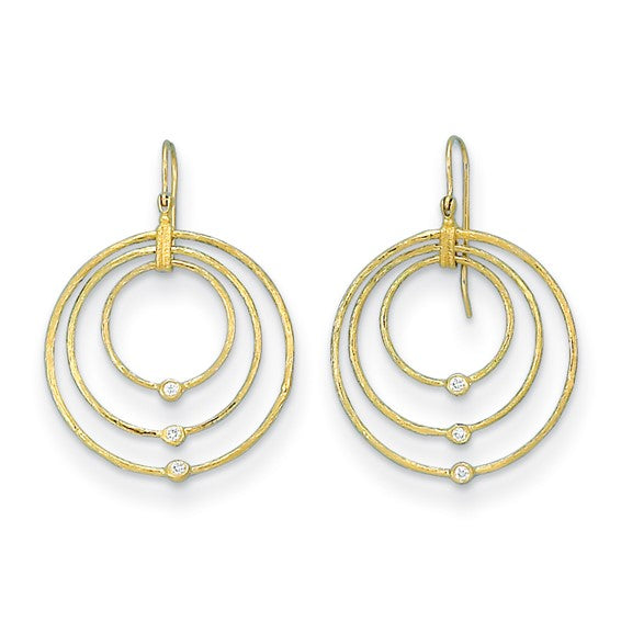 Herco 18K Textured Diamond 3 Circle Dangle Earrings