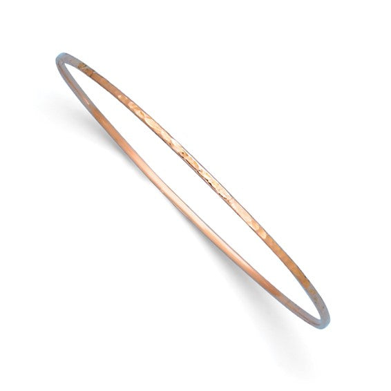 Herco 18K Rose Gold Solid Hammered 1.5mm Slip-on Bangle