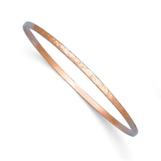 Herco 18K Rose Gold Solid Hammered 2.7mm Slip-on Bangle