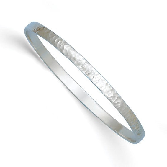 Herco 18K White Gold Solid Hammered Slip-on Bangle