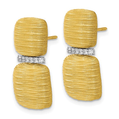 Herco 18K Two-tone Semi-solid Diamond Textured Post Earrings