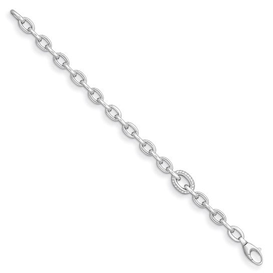 Herco 18K White Gold Diamond Oval Link 8 inch Bracelet