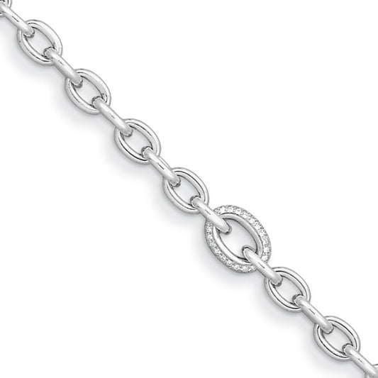 Herco 18K White Gold Diamond Oval Link 8 inch Bracelet