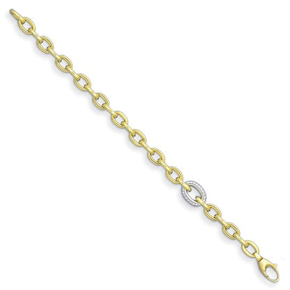 Herco 18K Two-tone Diamond Oval Link 8 inch Bracelet