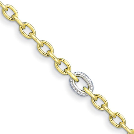 Herco 18K Two-tone Diamond Oval Link 8 inch Bracelet