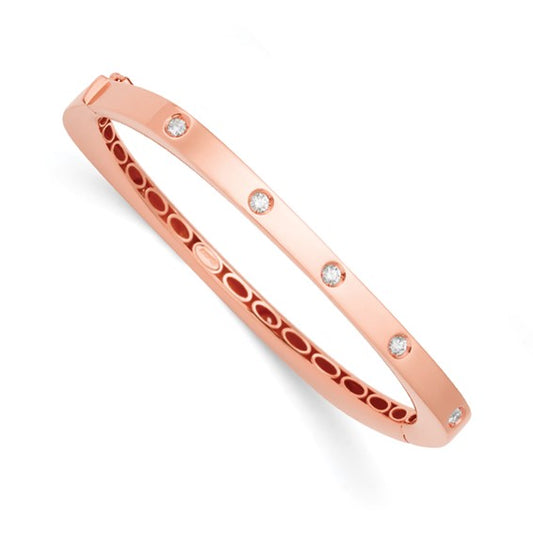 Herco 18K Rose Gold Diamond Hinged Bangle