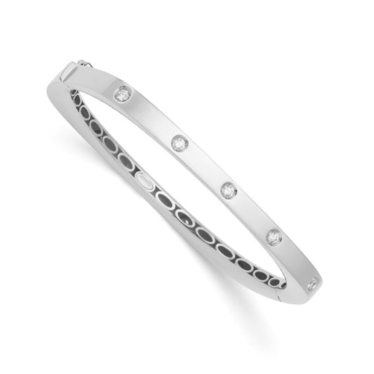 Herco 18K White Gold Diamond Hinged Bangle