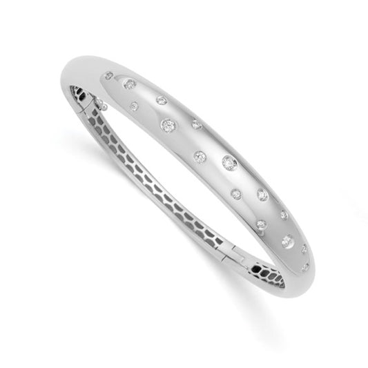 Herco 18K White Gold Diamond Hinged Bangle