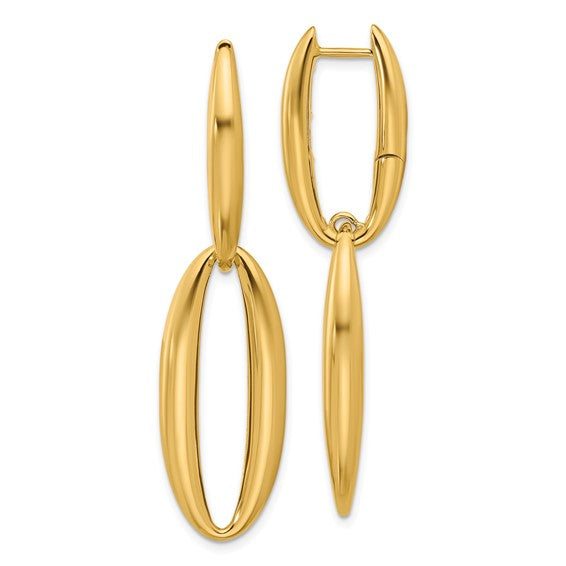 Herco 18K Polished Oval Hinged Hoop Dangle Earrings