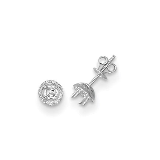 Herco 18K White Gold Diamond Semi-mount Stud Earrings