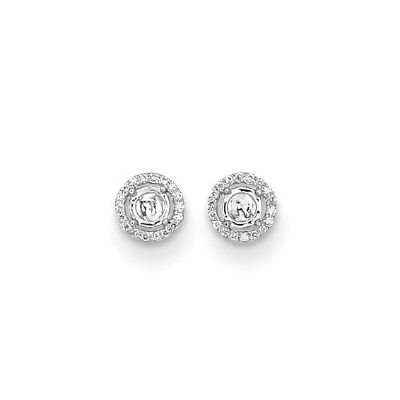 Herco 18K White Gold Diamond Semi-mount Stud Earrings