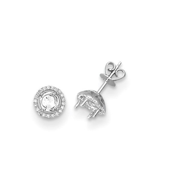 Herco 18K White Gold Diamond Semi-mount Stud Earrings