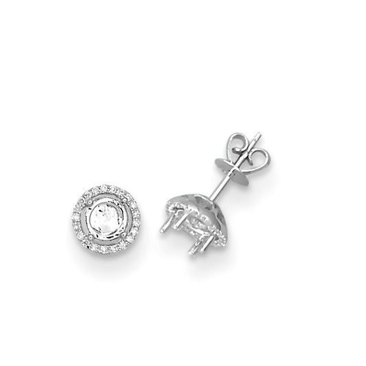 Herco 18K White Gold Diamond Semi-mount Stud Earrings