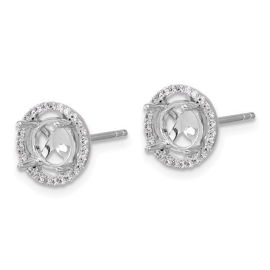 Herco 18K White Gold Diamond Semi-mount Stud Earrings