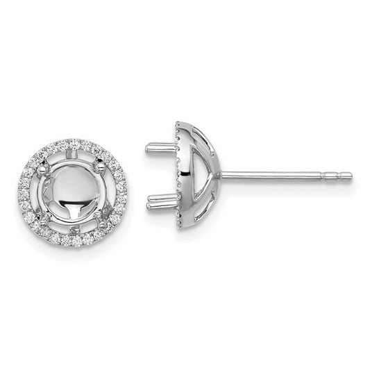 Herco 18K White Gold Diamond Semi-mount Stud Earrings