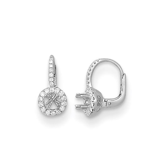 Herco 18K White Gold Diamond Semi-mount Leverback Earrings