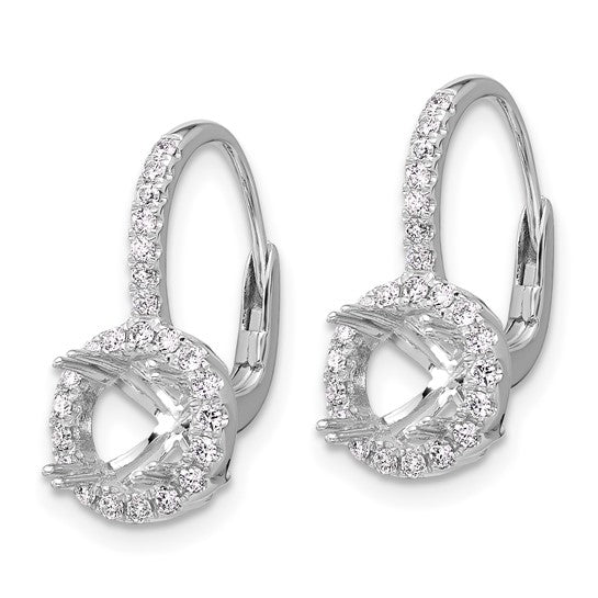 Herco 18K White Gold Diamond Semi-mount Leverback Earrings