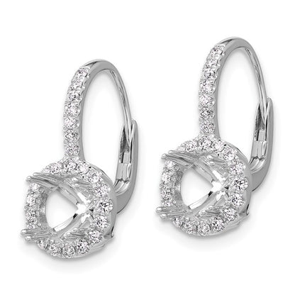 Herco 18K White Gold Diamond Semi-mount Leverback Earrings