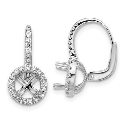 Herco 18K White Gold Diamond Semi-mount Leverback Earrings