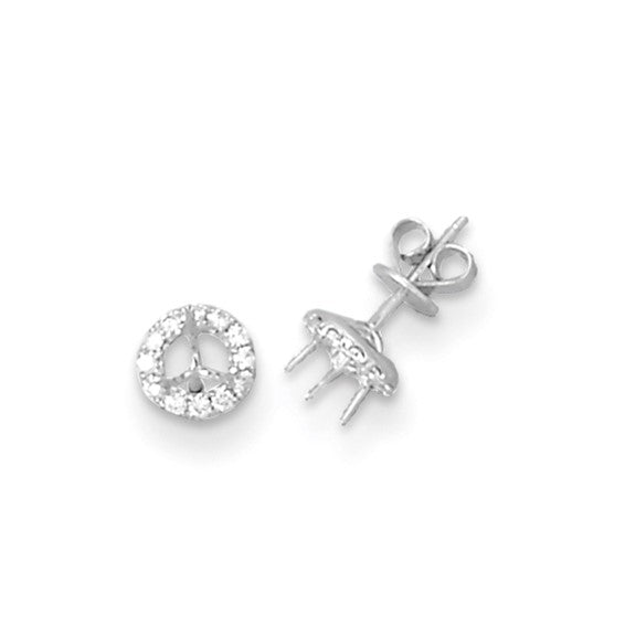 Herco 18K White Gold Diamond Semi-mount Stud Earrings