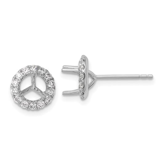 Herco 18K White Gold Diamond Semi-mount Stud Earrings