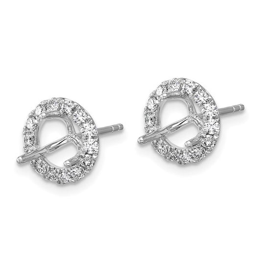 Herco 18K White Gold Diamond Semi-mount Stud Earrings