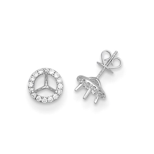 Herco 18K White Gold Diamond Semi-mount Stud Earrings