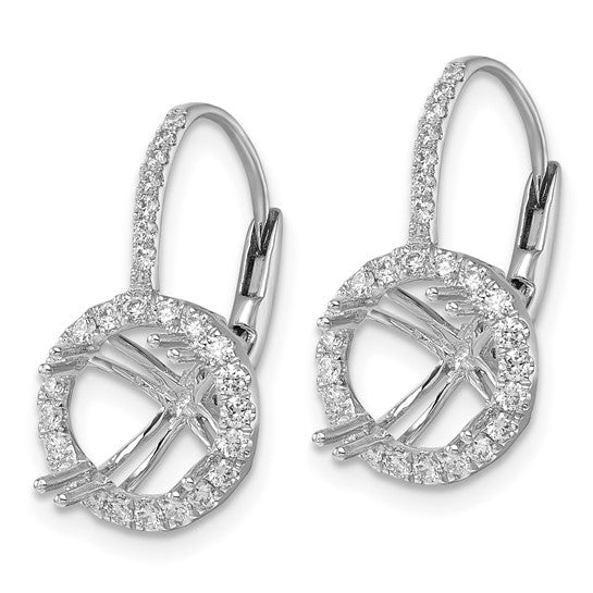 Herco 18K White Gold Diamond Semi-mount Leverback Earrings