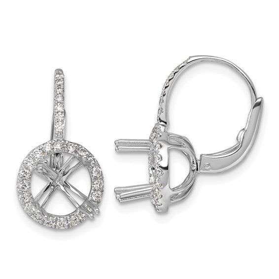 Herco 18K White Gold Diamond Semi-mount Leverback Earrings