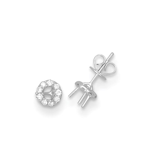 Herco 18K White Gold Diamond Semi-mount Stud Earrings