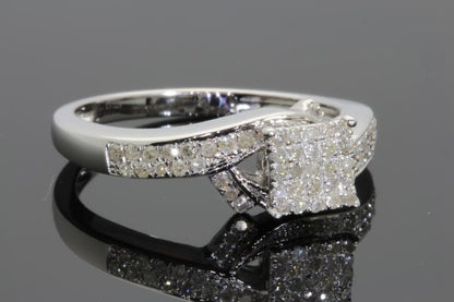 .40 CARAT WOMENS STERLING SILVER REAL DIAMOND ENGAGEMENT BRIDAL WEDDING RING