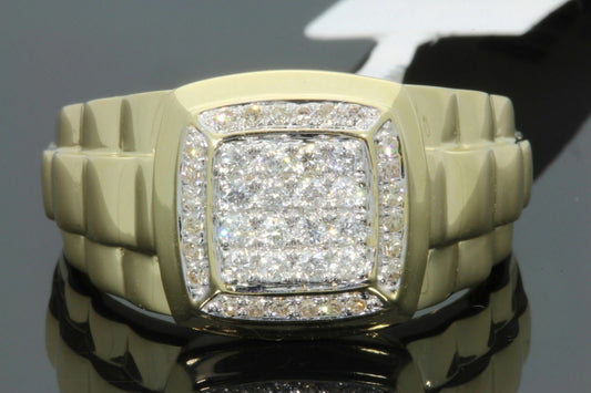 10K YELLOW GOLD .50 CARAT MENS REAL DIAMOND ENGAGEMENT WEDDING PINKY RING BAND
