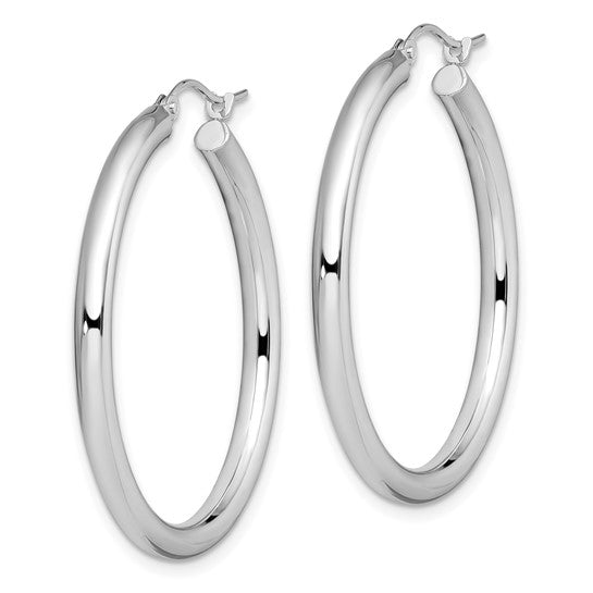 Leslie's 14K White Gold Polished Hoop Earrings