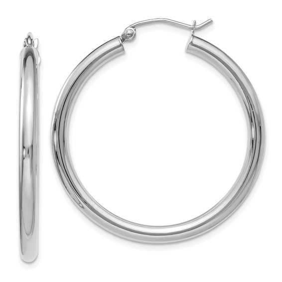 Leslie's 14K White Gold Polished Hoop Earrings