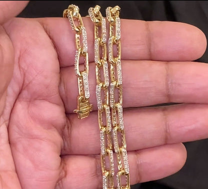 10K YELLOW GOLD 10 CARAT REAL DIAMOND 6 MM 20 INCHES 43.25 GRAM GOLD LINK CHAIN NECKLACE