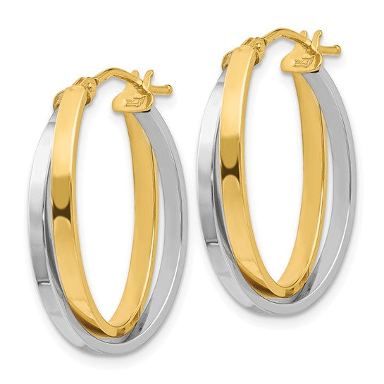 Leslie's 14K Two-tone Polished Hinged Hoop Earrings